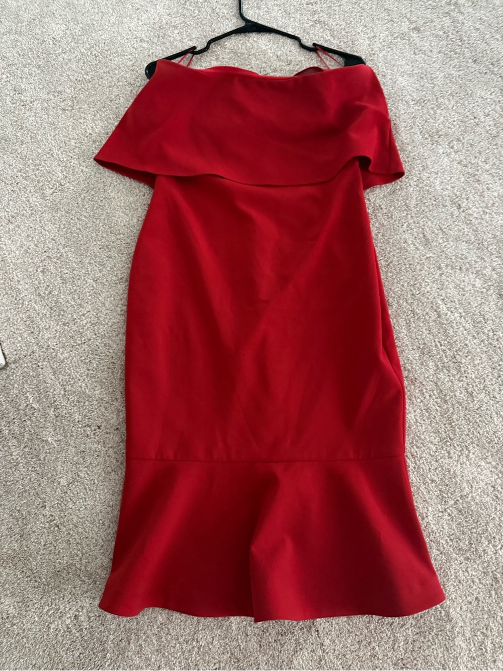 Strapless Likely Midi Red Dress with ruffles size 10 worn once